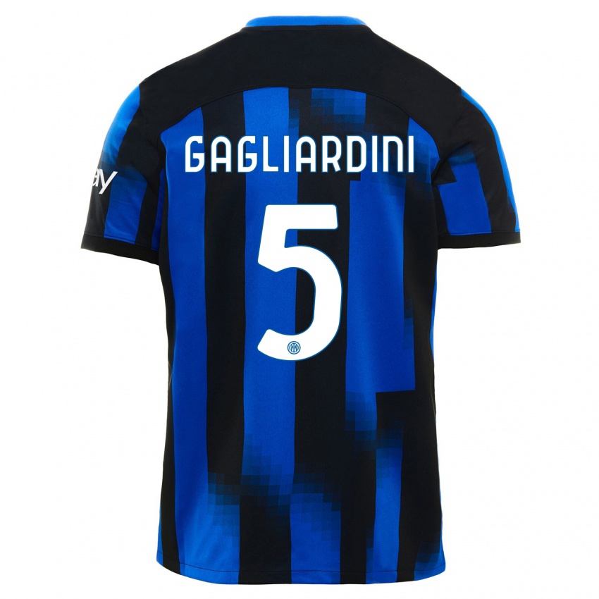 Donna Maglia Roberto Gagliardini #5 Nero Blu Kit Gara Home 2023/24 Maglietta