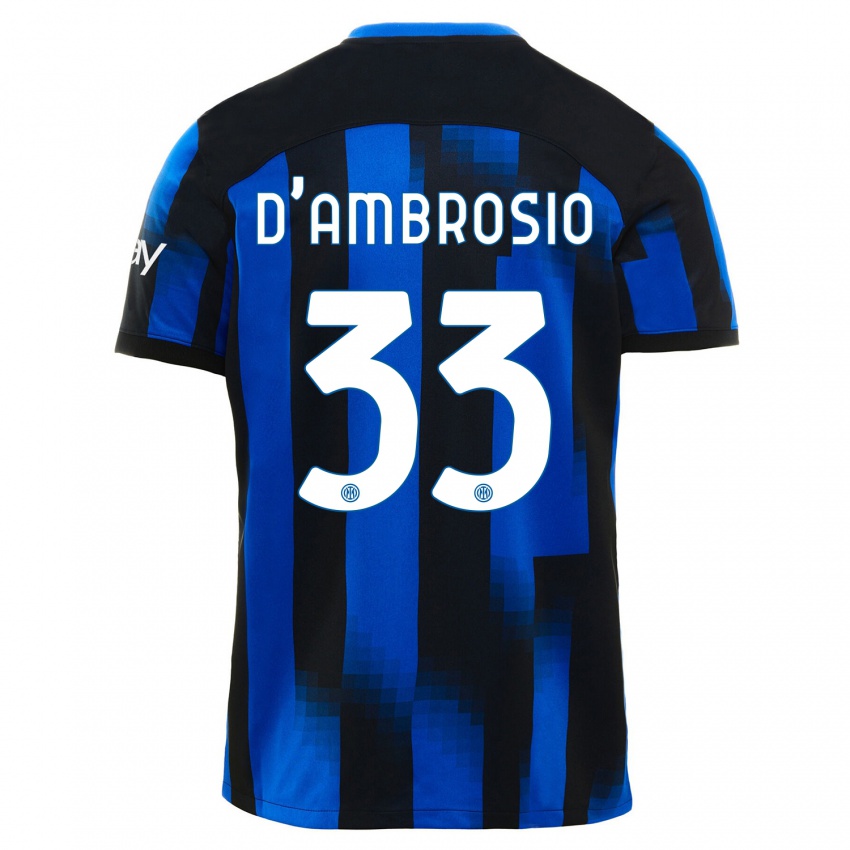 Donna Maglia Danilo D'ambrosio #33 Nero Blu Kit Gara Home 2023/24 Maglietta
