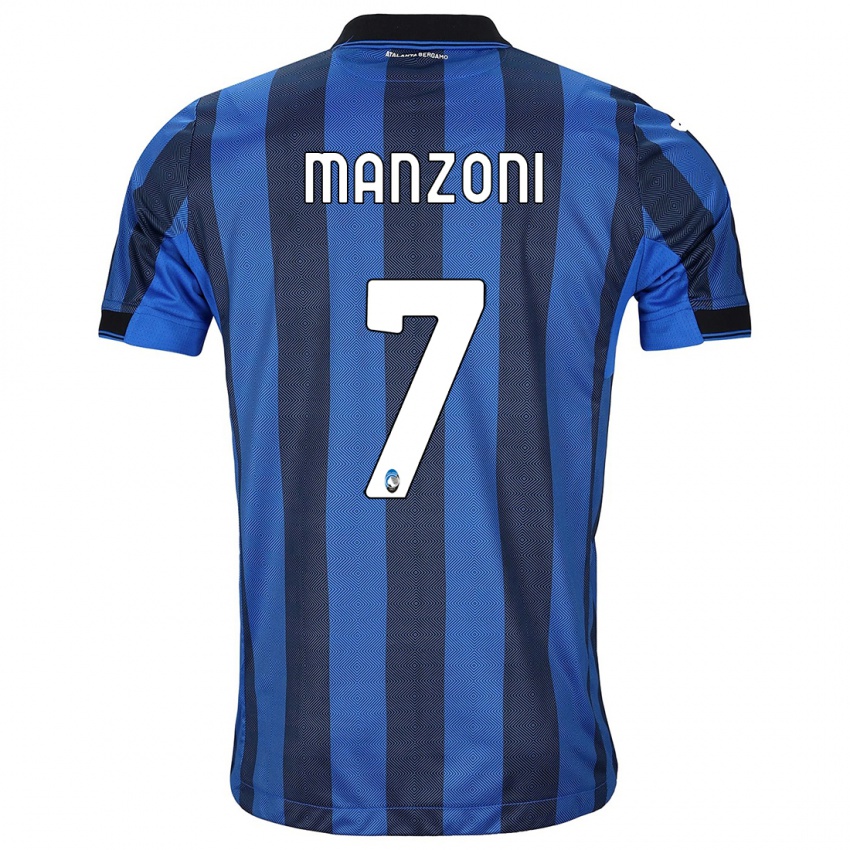 Donna Maglia Alberto Manzoni #7 Nero Blu Kit Gara Home 2023/24 Maglietta