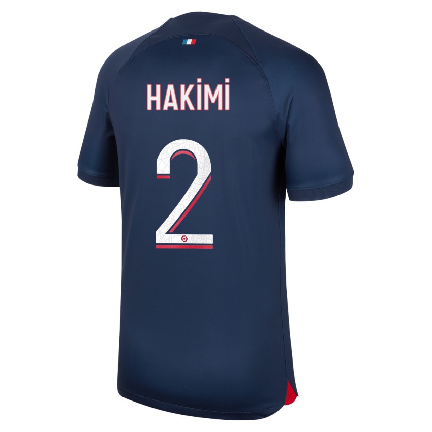 Donna Maglia Achraf Hakimi #2 Blu Rosso Kit Gara Home 2023/24 Maglietta