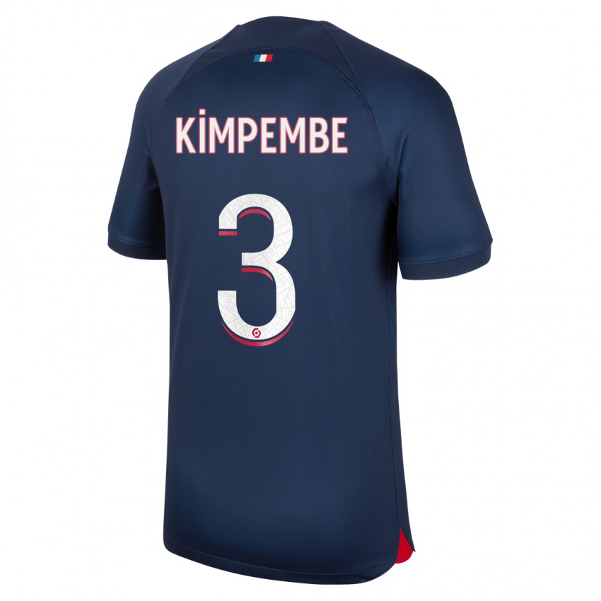 Donna Maglia Presnel Kimpembe #3 Blu Rosso Kit Gara Home 2023/24 Maglietta