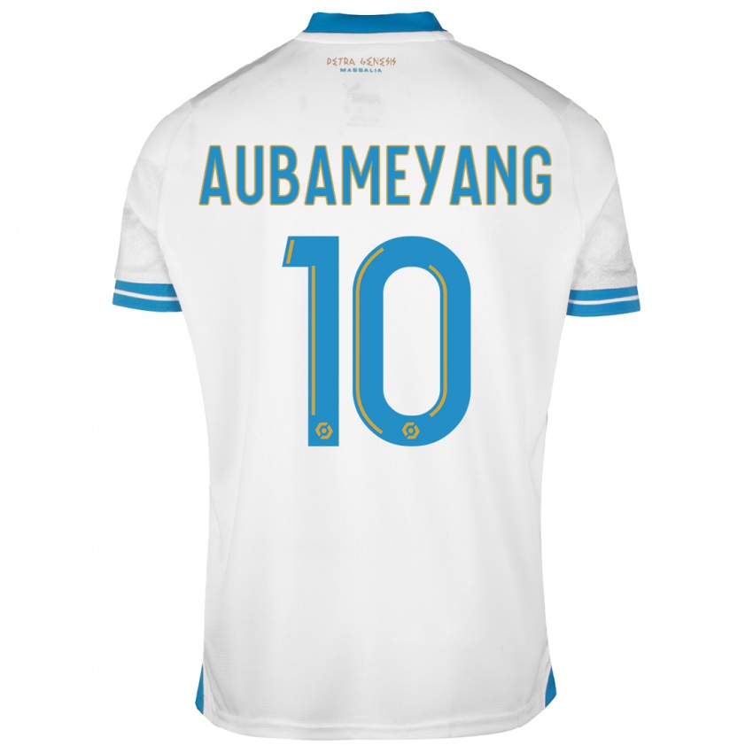 Donna Maglia Pierre-Emerick Aubameyang #10 Bianco Kit Gara Home 2023/24 Maglietta