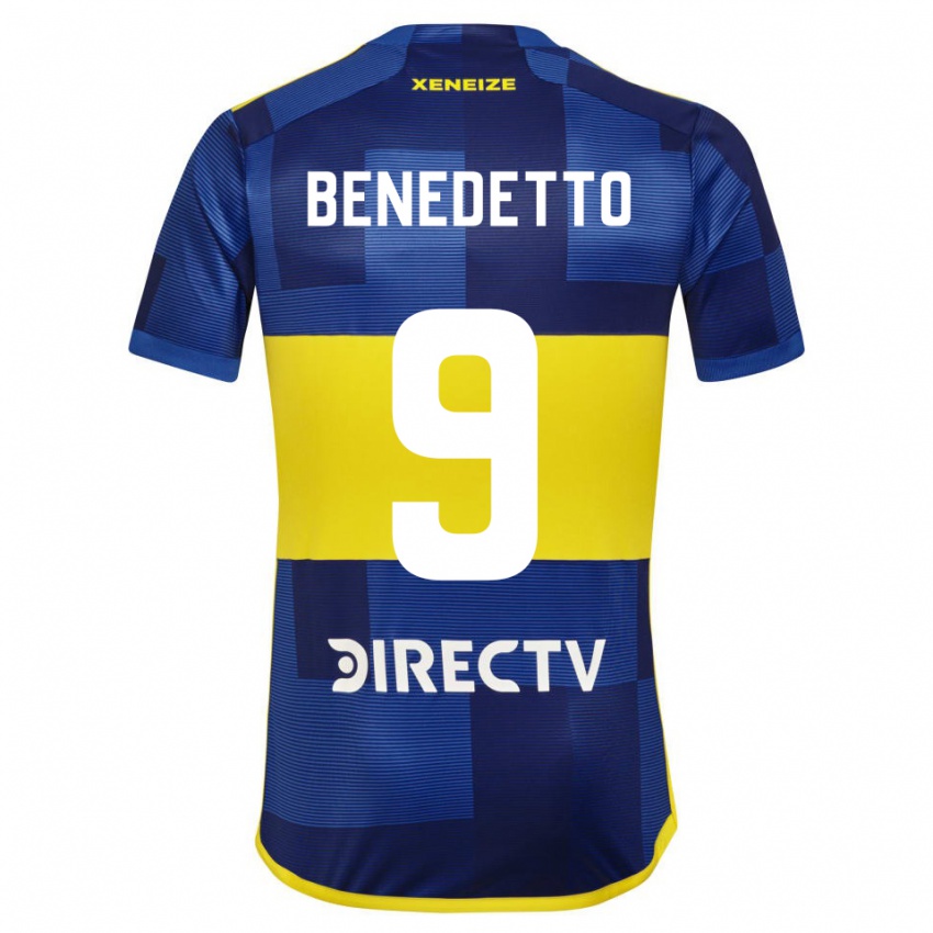 Donna Maglia Dario Benedetto #9 Blu Scuro Giallo Kit Gara Home 2023/24 Maglietta