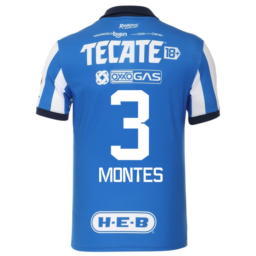 Donna Maglia Cesar Montes #3 Blu Bianco Kit Gara Home 2023/24 Maglietta