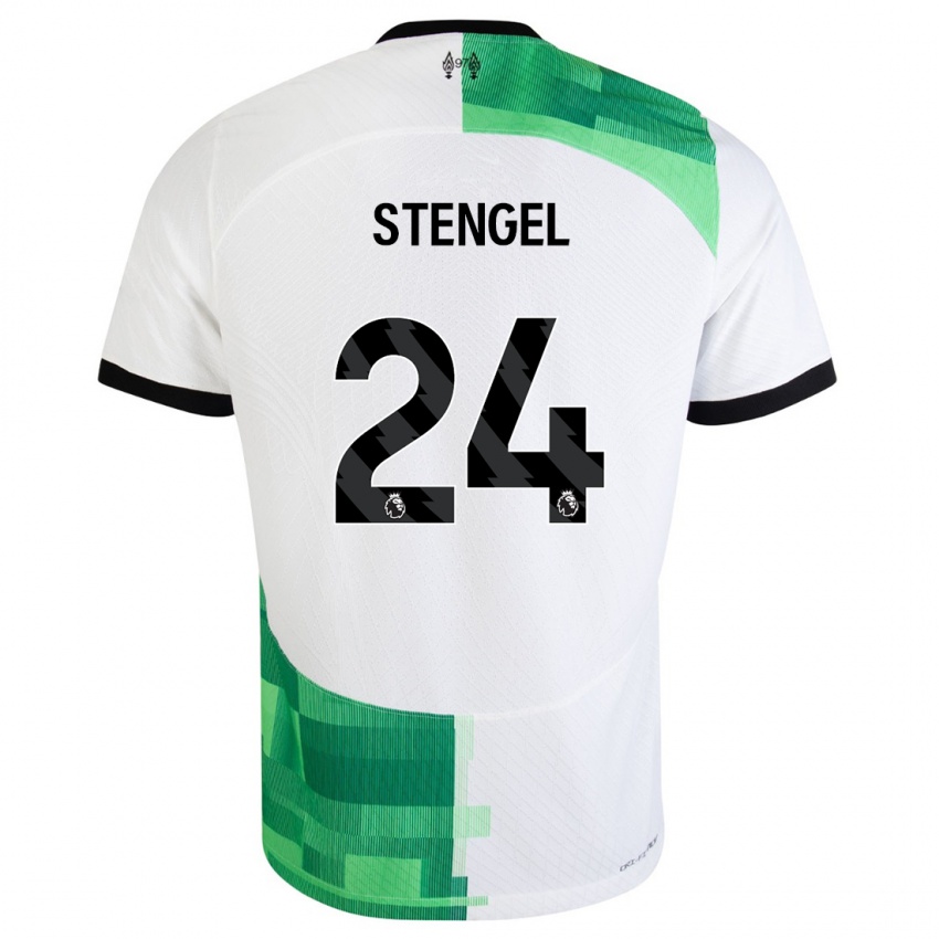 Donna Maglia Katie Stengel #24 Bianco Verde Kit Gara Away 2023/24 Maglietta