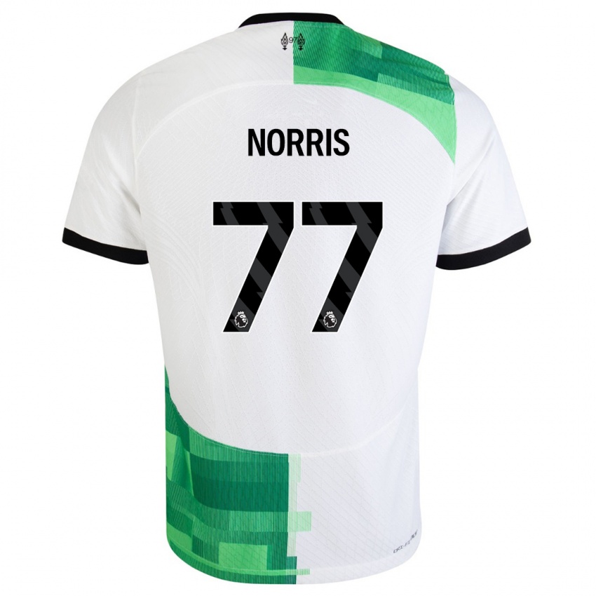 Donna Maglia James Norris #77 Bianco Verde Kit Gara Away 2023/24 Maglietta