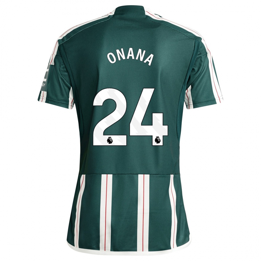 Donna Maglia Andre Onana #24 Verde Scuro Kit Gara Away 2023/24 Maglietta