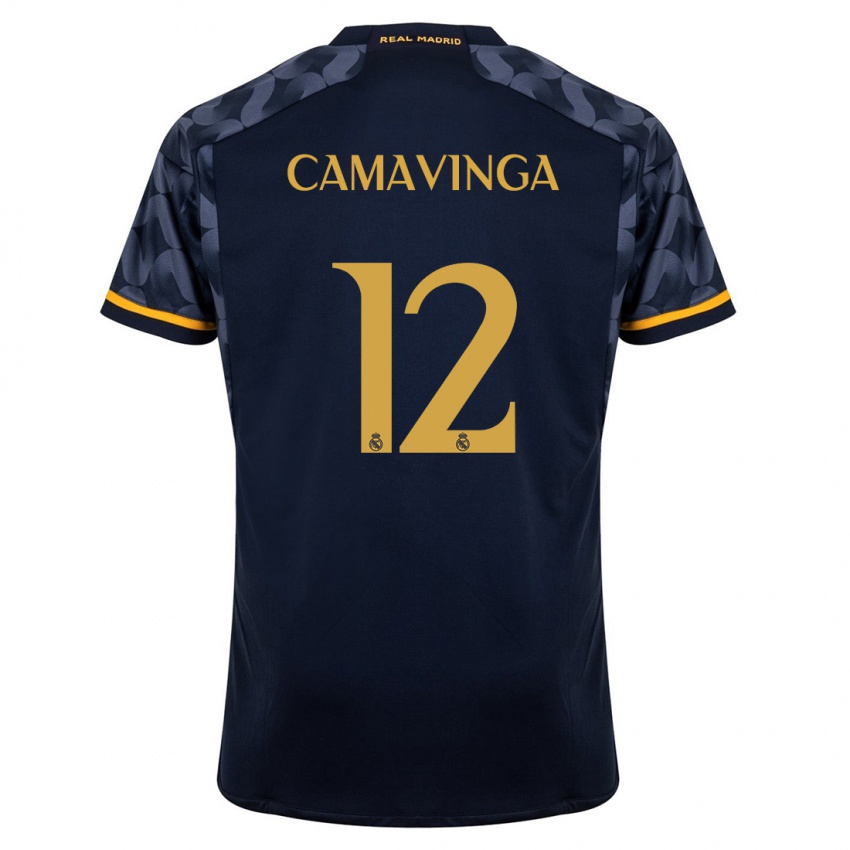 Donna Maglia Eduardo Camavinga #12 Blu Scuro Kit Gara Away 2023/24 Maglietta