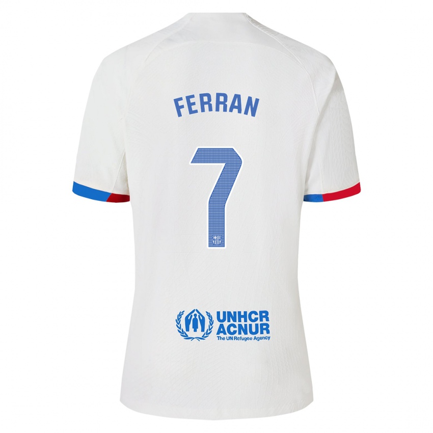 Donna Maglia Ferran Torres #7 Bianco Kit Gara Away 2023/24 Maglietta