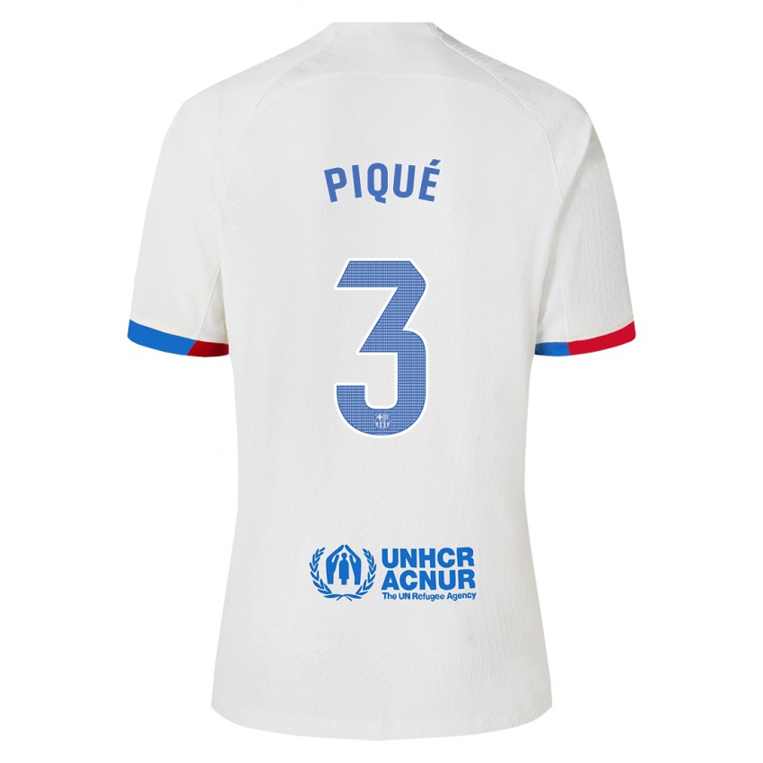 Donna Maglia Gerard Pique #3 Bianco Kit Gara Away 2023/24 Maglietta