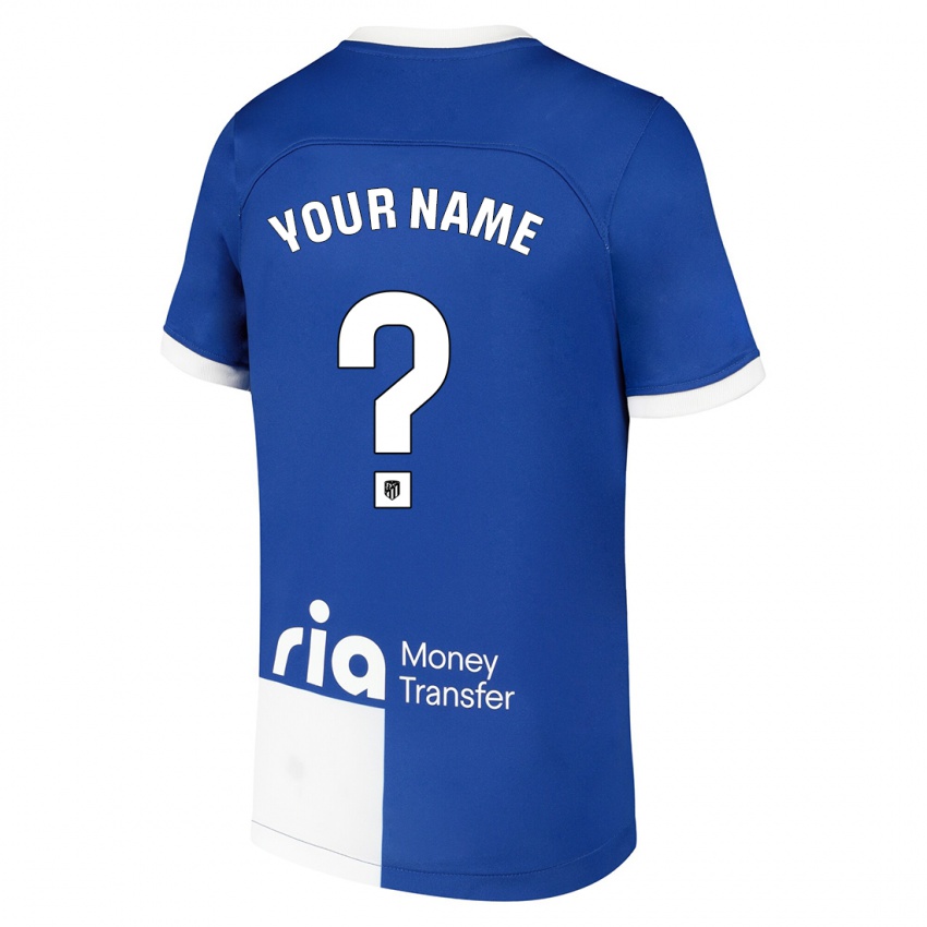 Donna Maglia Il Tuo Nome #0 Blu Bianco Kit Gara Away 2023/24 Maglietta