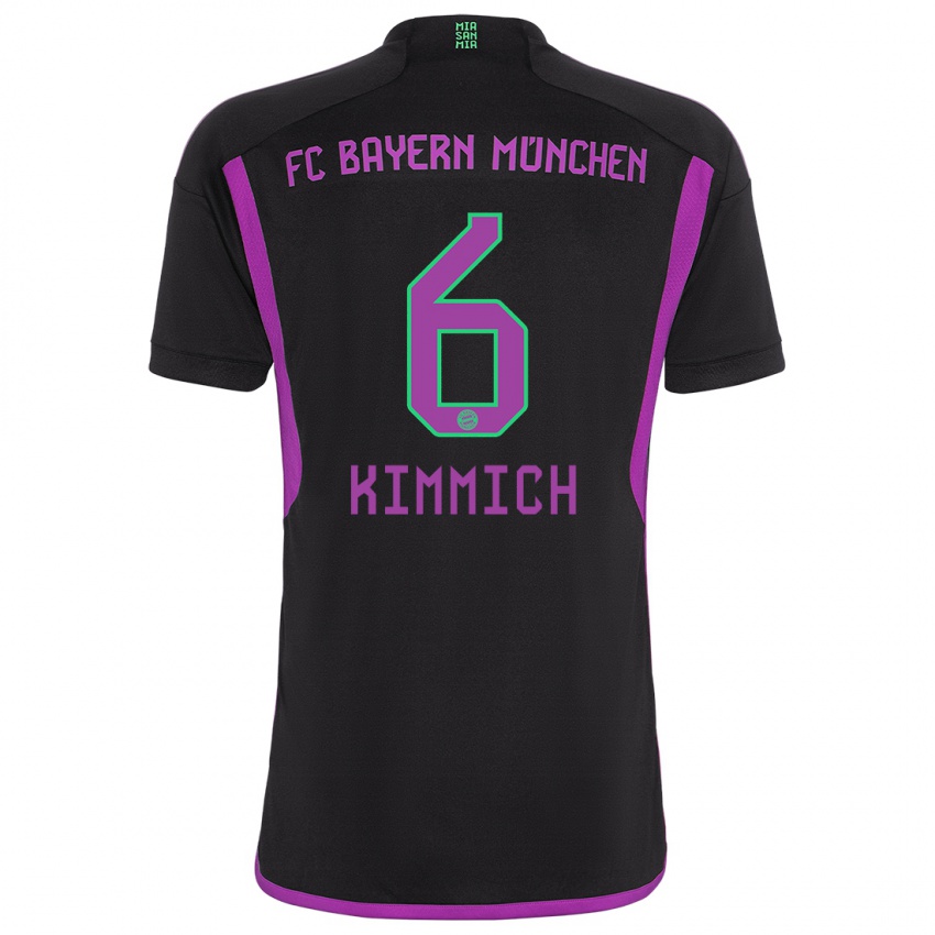 Donna Maglia Joshua Kimmich #6 Nero Kit Gara Away 2023/24 Maglietta