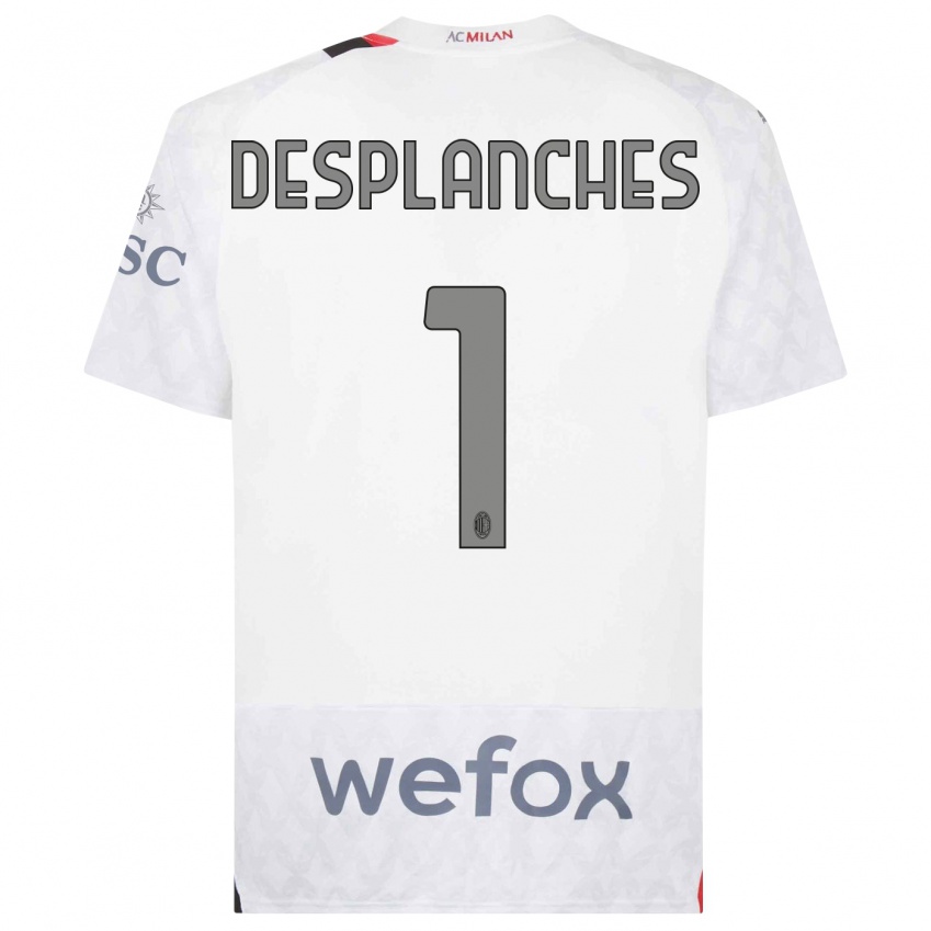 Donna Maglia Sebastiano Desplanches #1 Bianco Kit Gara Away 2023/24  Maglietta