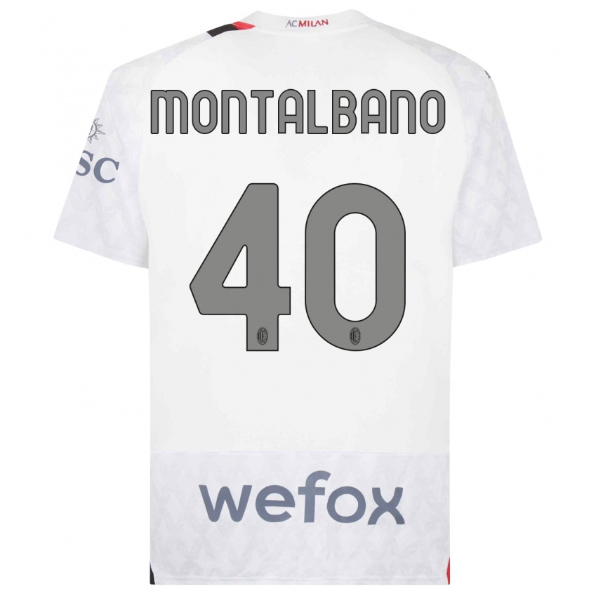 Donna Maglia Nicolo Montalbano #40 Bianco Kit Gara Away 2023/24 Maglietta