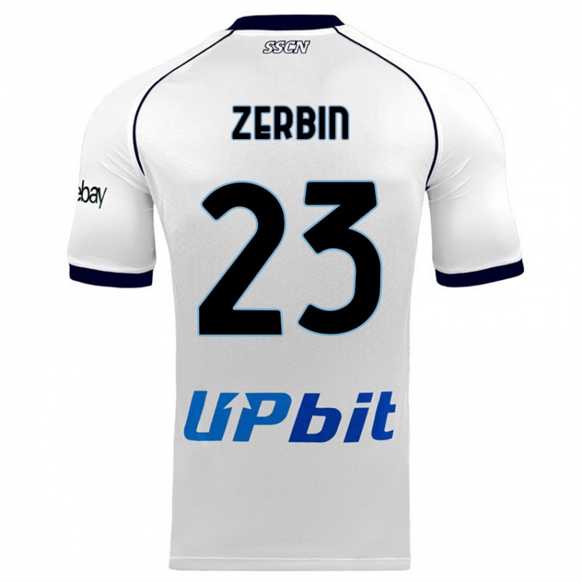 Donna Maglia Alessio Zerbin #23 Bianco Kit Gara Away 2023/24 Maglietta