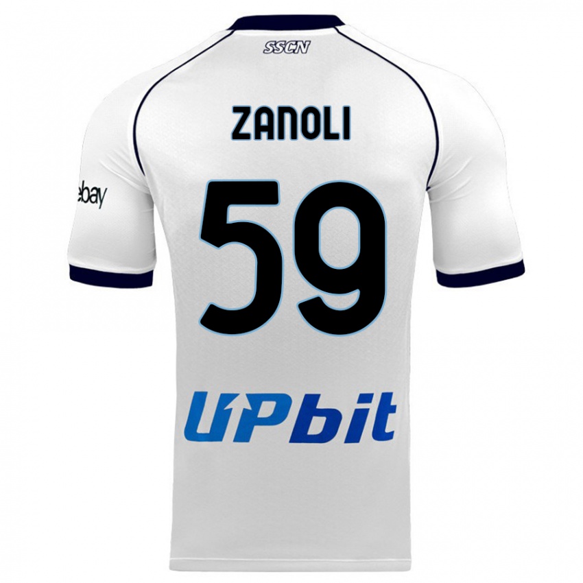 Donna Maglia Alessandro Zanoli #59 Bianco Kit Gara Away 2023/24 Maglietta