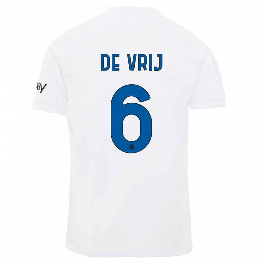 Donna Maglia Stefan De Vrij #6 Bianco Kit Gara Away 2023/24 Maglietta