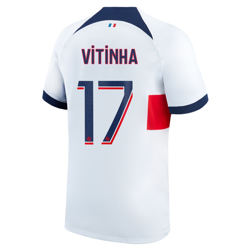 Donna Maglia Vitinha #17 Bianco Kit Gara Away 2023/24 Maglietta