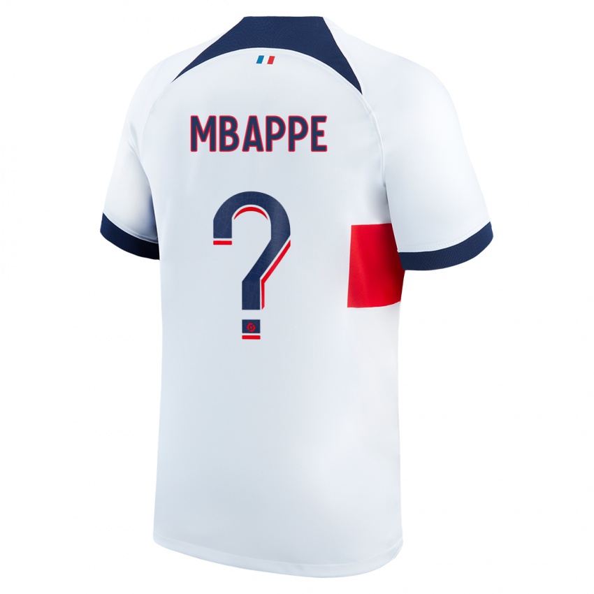 Donna Maglia Ethan Mbappe #0 Bianco Kit Gara Away 2023/24 Maglietta