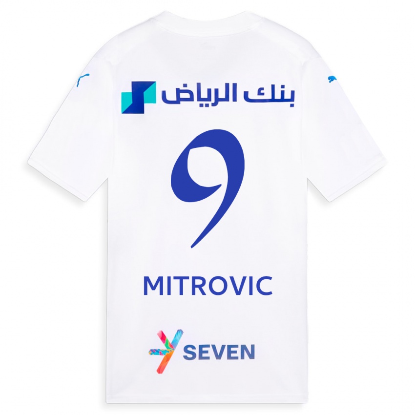 Donna Maglia Aleksandar Mitrovic #9 Bianco Kit Gara Away 2023/24 Maglietta