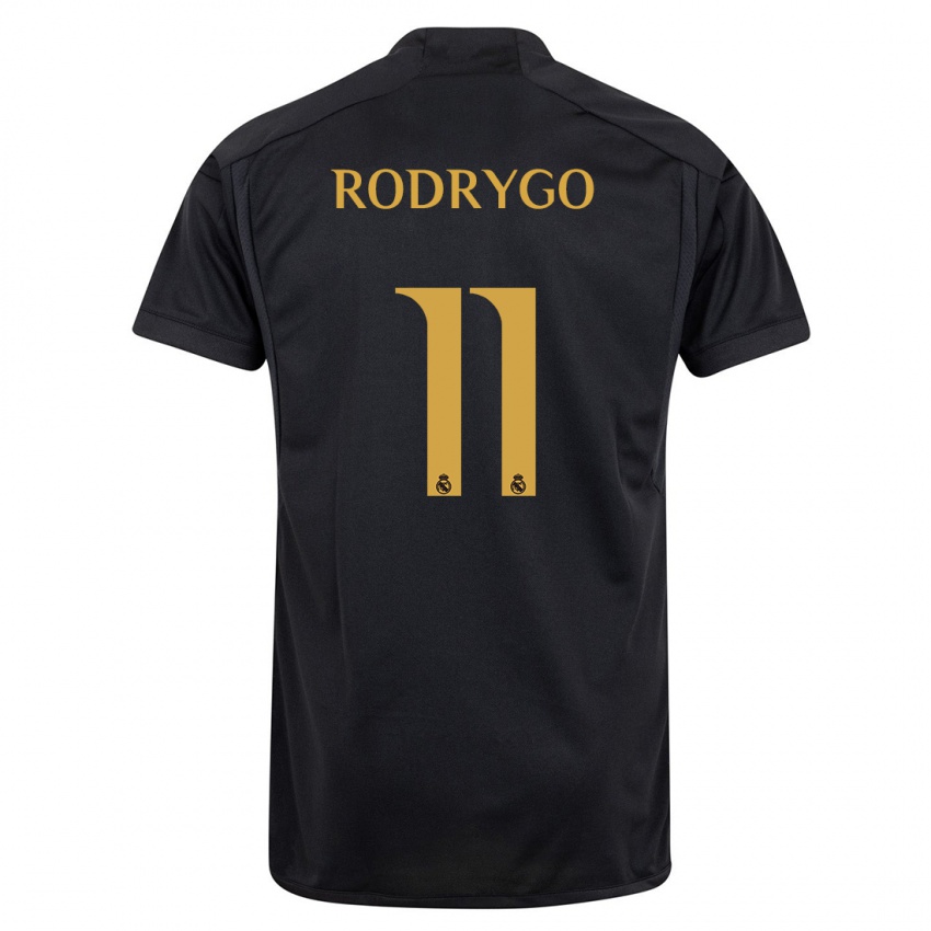 Donna Maglia Rodrygo #11 Nero Kit Gara Third 2023/24 Maglietta