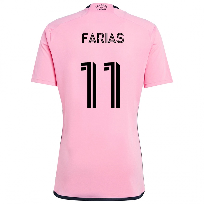 Bambino Maglia Facundo Farías #11 Rosa Kit Gara Home 2024/25 Maglietta