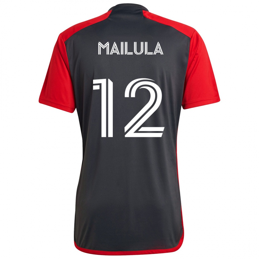 Bambino Maglia Cassius Mailula #12 Grigio Rosso Kit Gara Home 2024/25 Maglietta