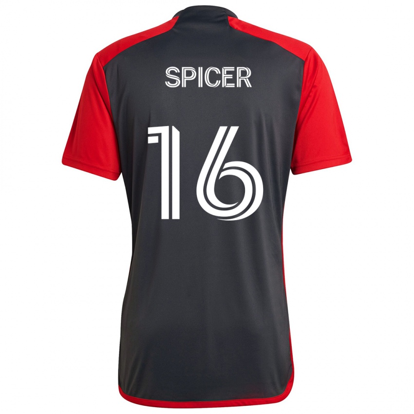 Bambino Maglia Tyrese Spicer #16 Grigio Rosso Kit Gara Home 2024/25 Maglietta