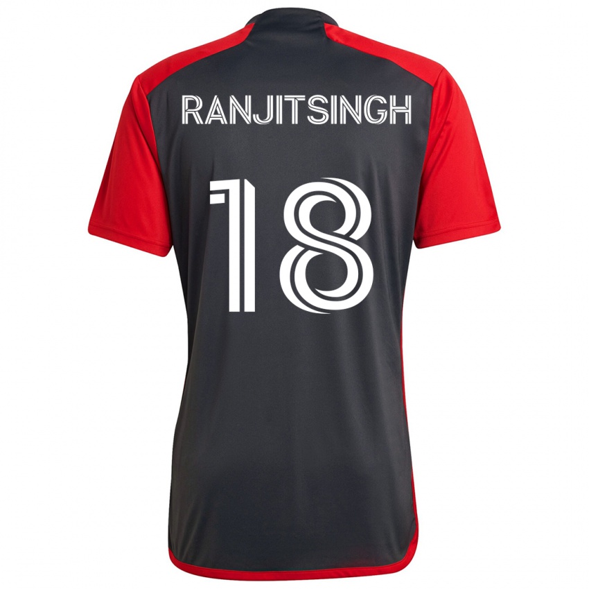 Bambino Maglia Greg Ranjitsingh #18 Grigio Rosso Kit Gara Home 2024/25 Maglietta