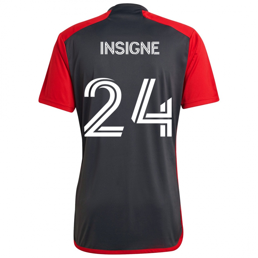 Bambino Maglia Lorenzo Insigne #24 Grigio Rosso Kit Gara Home 2024/25 Maglietta