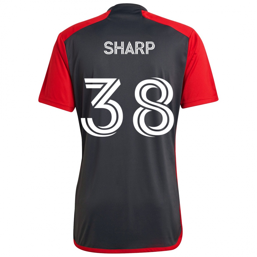 Bambino Maglia Charlie Sharp #38 Grigio Rosso Kit Gara Home 2024/25 Maglietta