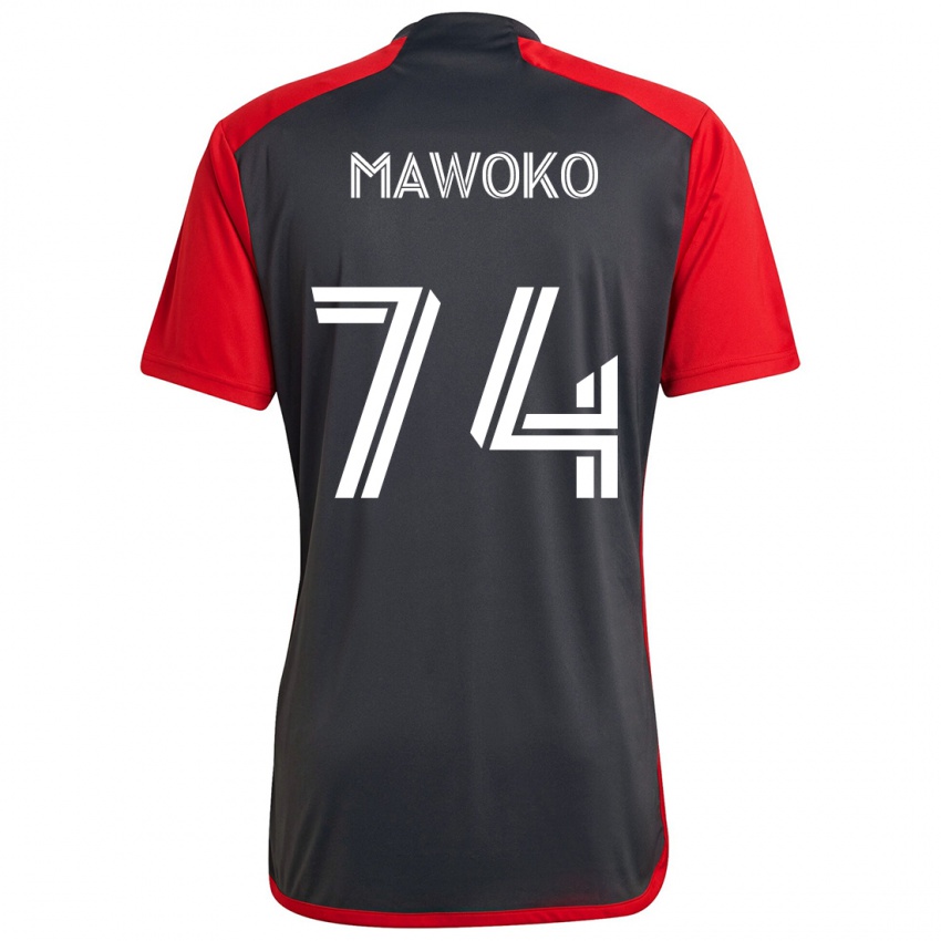 Bambino Maglia Kundai Mawoko #74 Grigio Rosso Kit Gara Home 2024/25 Maglietta