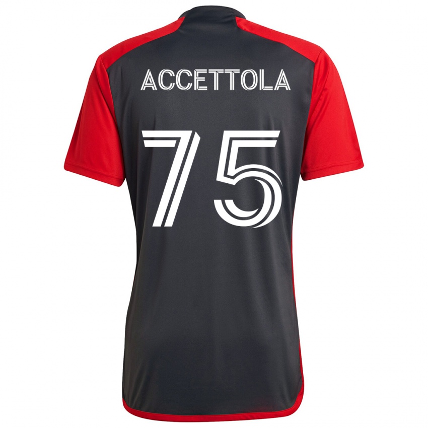 Bambino Maglia Luca Accettola #75 Grigio Rosso Kit Gara Home 2024/25 Maglietta