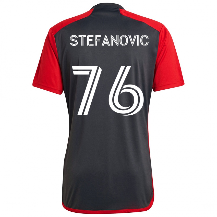 Bambino Maglia Lazar Stefanovic #76 Grigio Rosso Kit Gara Home 2024/25 Maglietta