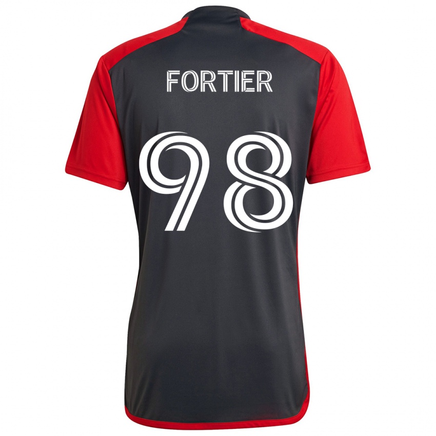 Bambino Maglia Kristjan Fortier #98 Grigio Rosso Kit Gara Home 2024/25 Maglietta