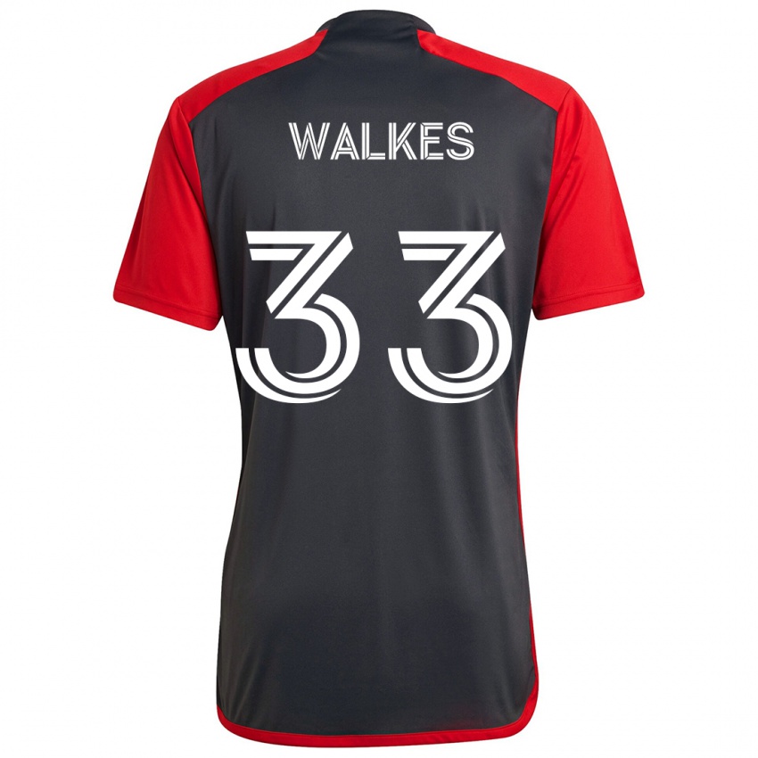 Bambino Maglia Reshaun Walkes #33 Grigio Rosso Kit Gara Home 2024/25 Maglietta