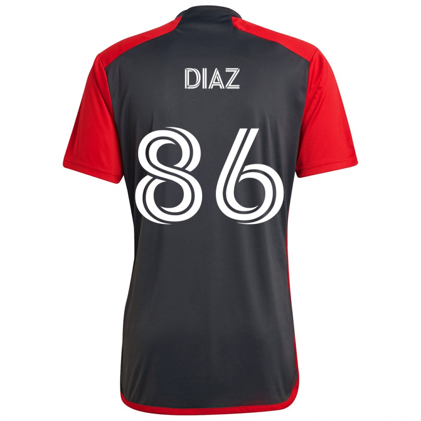 Bambino Maglia Alec Díaz #86 Grigio Rosso Kit Gara Home 2024/25 Maglietta