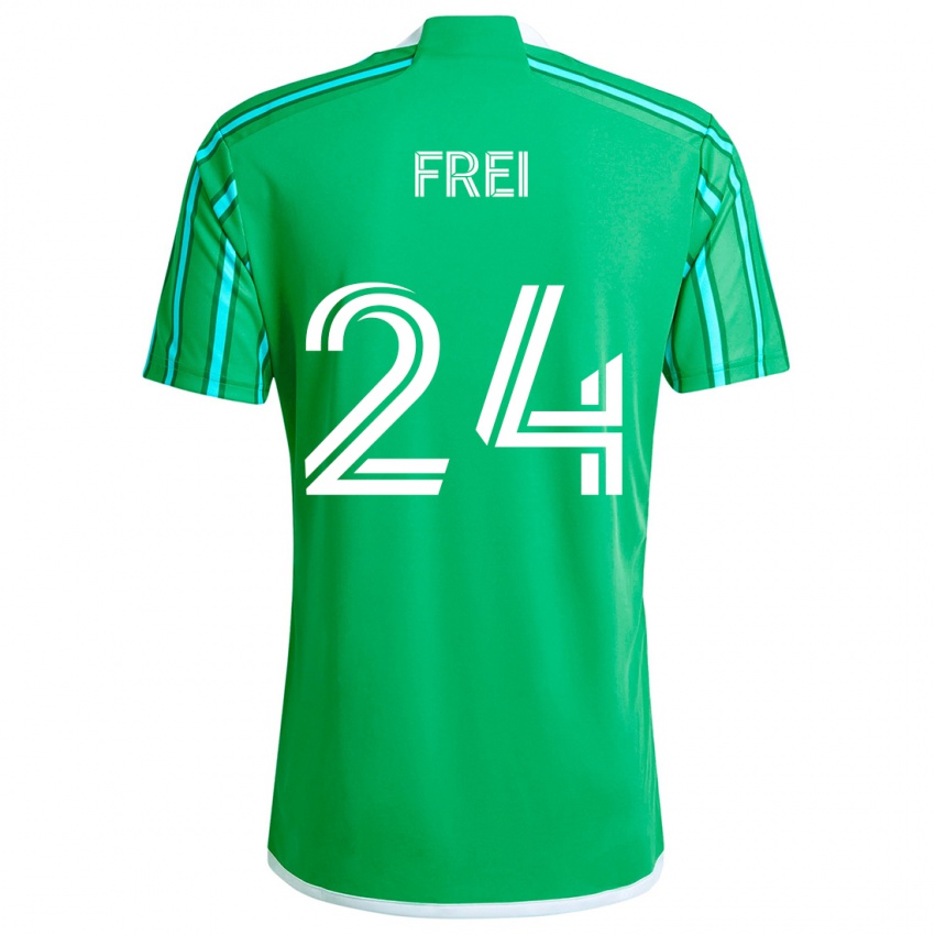 Bambino Maglia Stefan Frei #24 Verde Bianco Kit Gara Home 2024/25 Maglietta