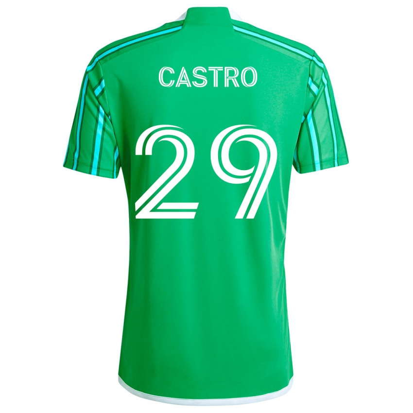 Bambino Maglia Jacob Castro #29 Verde Bianco Kit Gara Home 2024/25 Maglietta