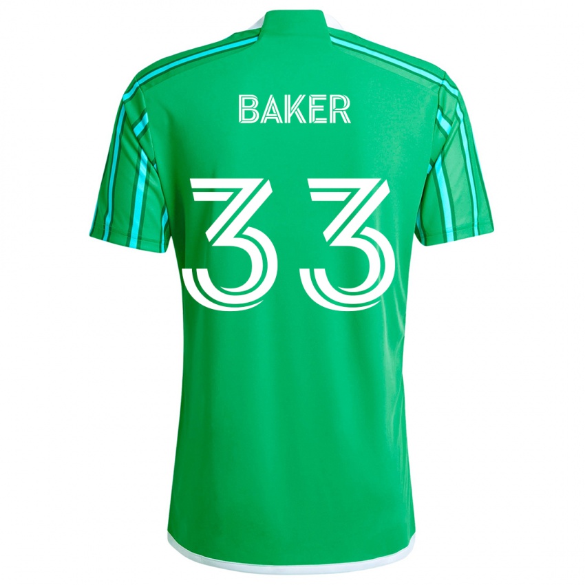 Bambino Maglia Cody Baker #33 Verde Bianco Kit Gara Home 2024/25 Maglietta