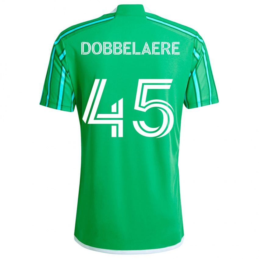 Bambino Maglia Ethan Dobbelaere #45 Verde Bianco Kit Gara Home 2024/25 Maglietta