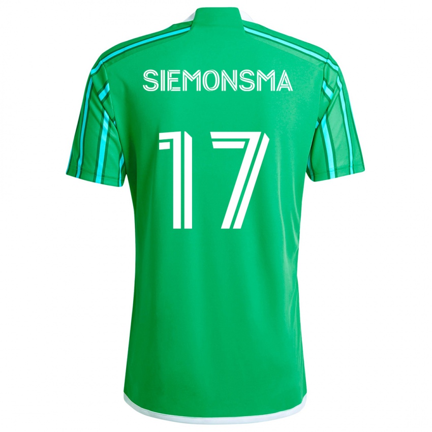 Bambino Maglia Sianna Siemonsma #17 Verde Bianco Kit Gara Home 2024/25 Maglietta