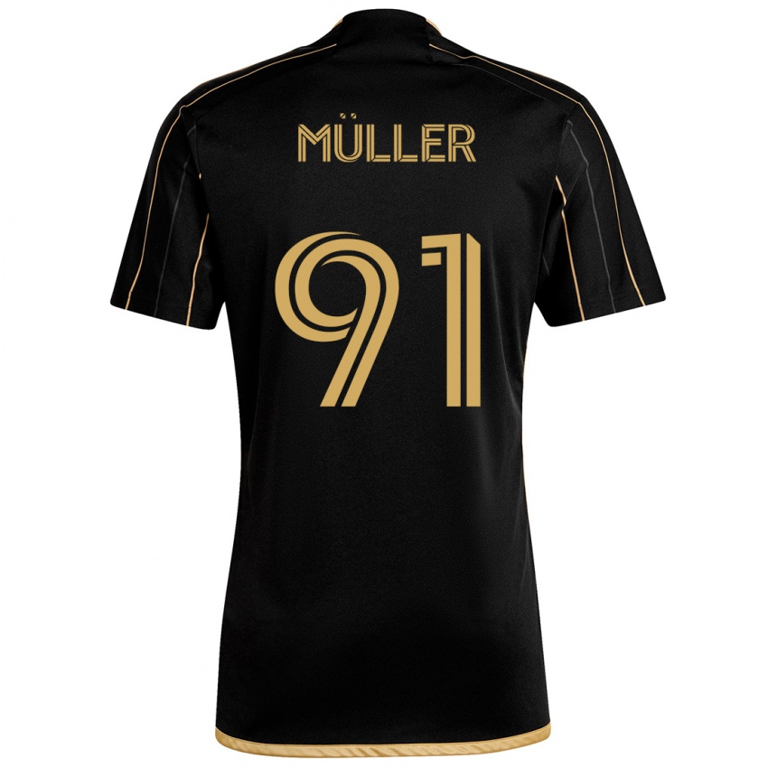 Bambino Maglia Luis Müller #91 Oro Nero Kit Gara Home 2024/25 Maglietta