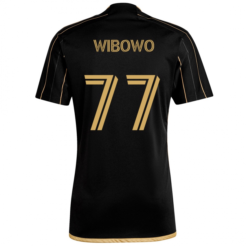 Bambino Maglia Adrian Wibowo #77 Oro Nero Kit Gara Home 2024/25 Maglietta