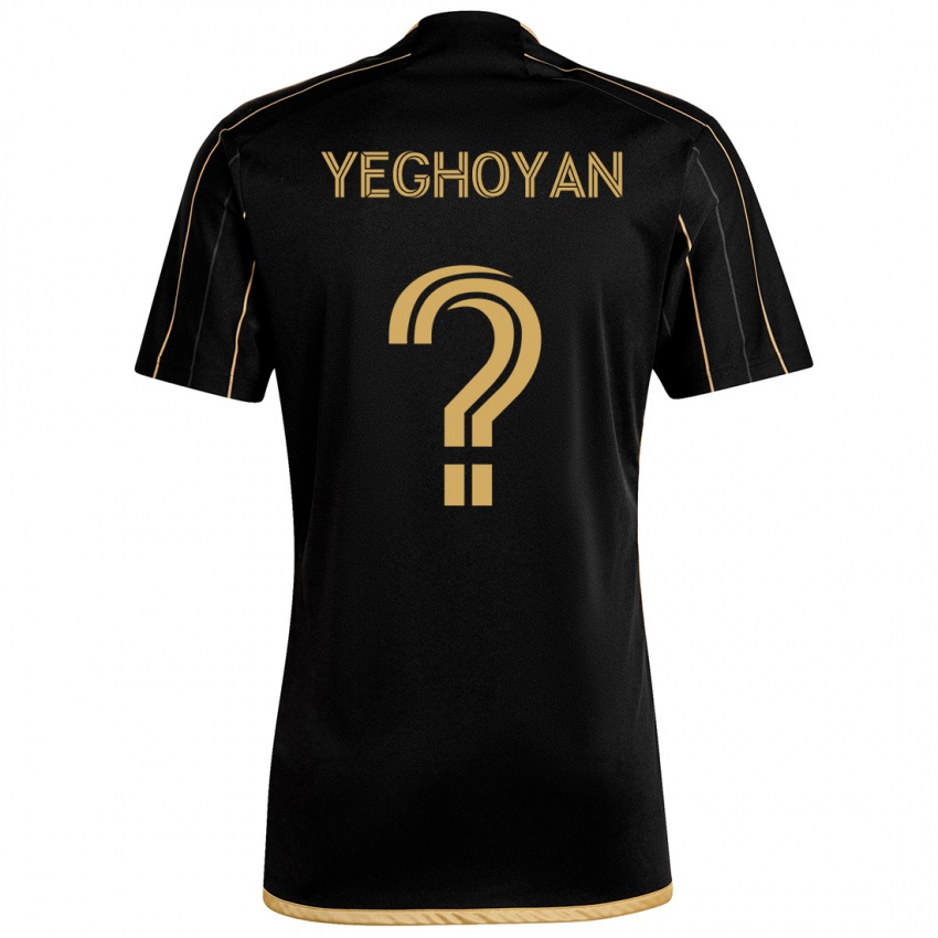 Bambino Maglia David Yeghoyan #0 Oro Nero Kit Gara Home 2024/25 Maglietta