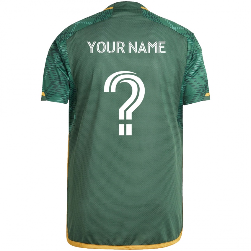 Bambino Maglia Il Tuo Nome #0 Verde Arancione Kit Gara Home 2024/25 Maglietta