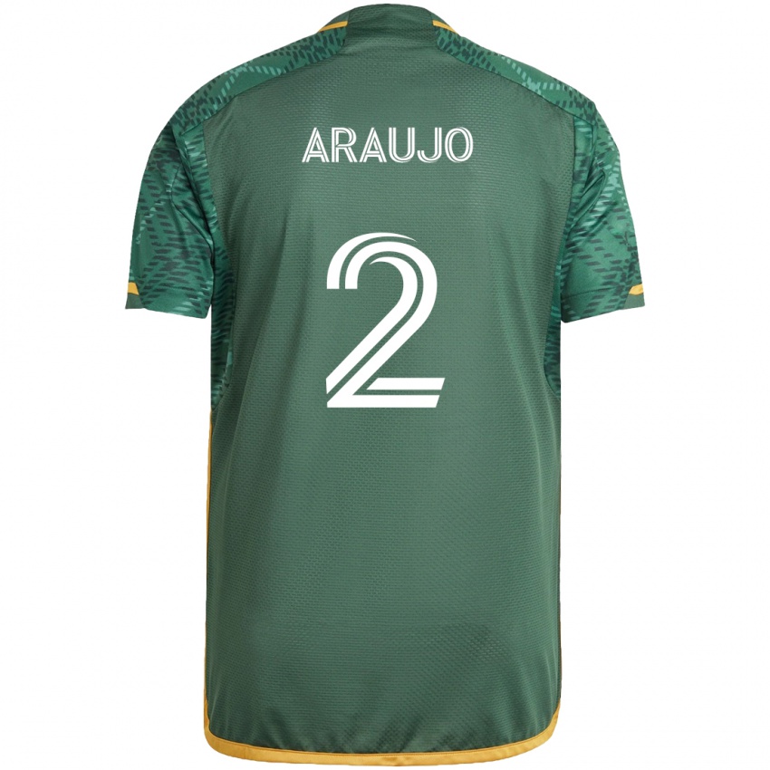 Bambino Maglia Miguel Araujo #2 Verde Arancione Kit Gara Home 2024/25 Maglietta