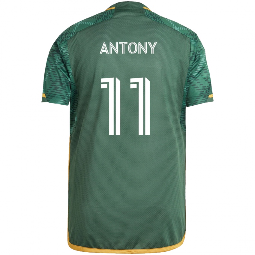 Bambino Maglia Antony #11 Verde Arancione Kit Gara Home 2024/25 Maglietta