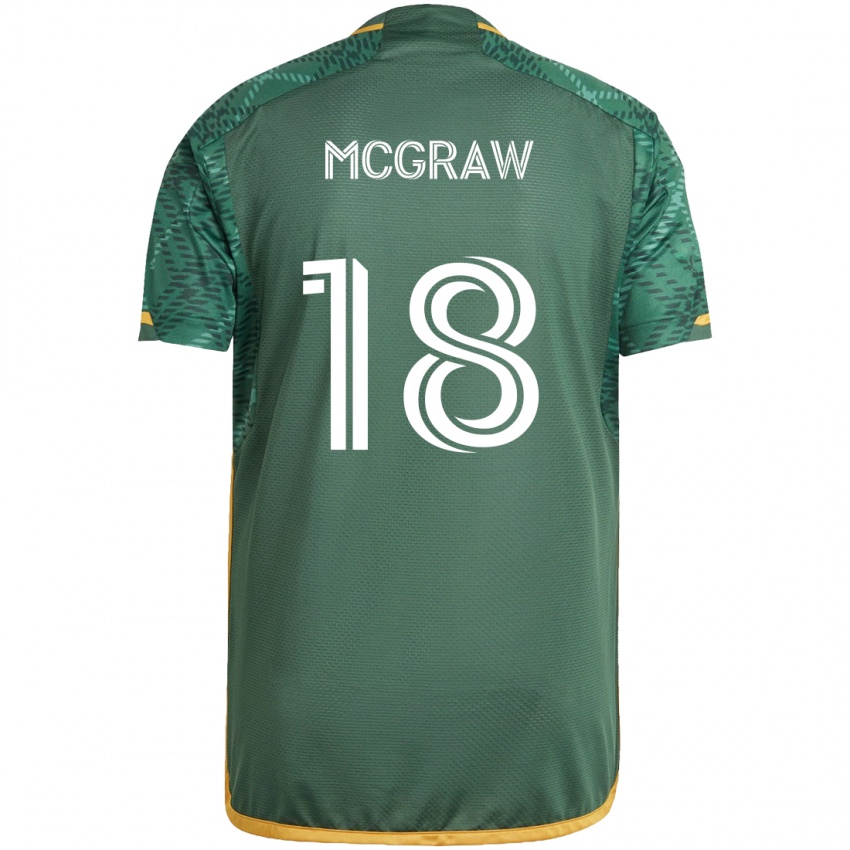 Bambino Maglia Zac Mcgraw #18 Verde Arancione Kit Gara Home 2024/25 Maglietta