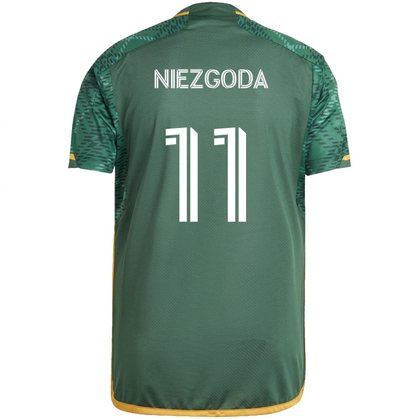 Bambino Maglia Jaroslaw Niezgoda #11 Verde Arancione Kit Gara Home 2024/25 Maglietta